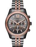 Michael Kors Lexington Roloi Xronogafos Batarias me Roz Xruso / Mavro Metalliko Brasele MK8561